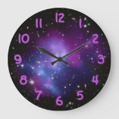 パープル ギャラクシー クラスター 天体写真 ラージ壁時計 (正面)