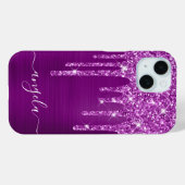 パープル ギラギラ ドリップス 女の子らしいサイン Case-Mate iPhoneケース (裏面 (横))