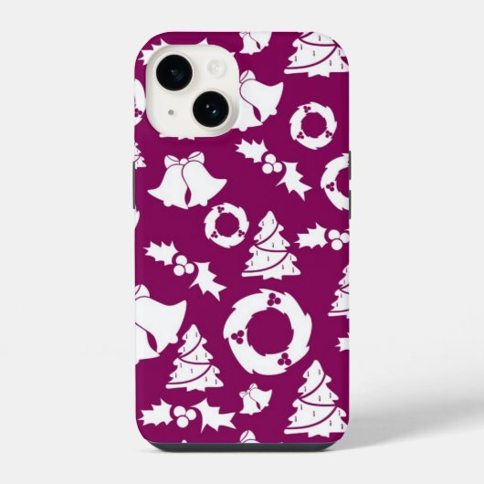 パープル クリスマスパターン iPhoneケース (裏面)
