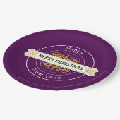 パープル クリスマス&ニューイヤー ペーパープレート (アングル)