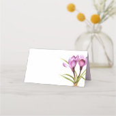 パープル·クロカス·ウォーターカラー·アート·ゲスト·座席表 プレイスカード (正面)