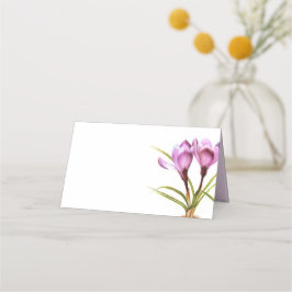 パープル·クロカス·ウォーターカラー·アート·ゲスト·座席表 プレイスカード