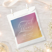 パープル グラデーション おしゃれな手書き ブライダルシャワー フェイバーバッグ (クリップ留めされた状態)