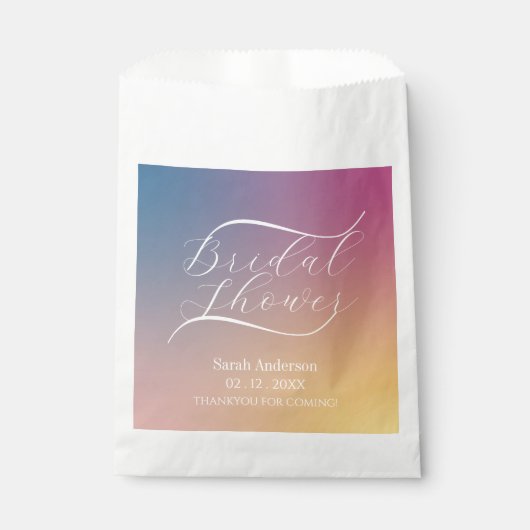 パープル グラデーション おしゃれな手書き ブライダルシャワー フェイバーバッグ (正面)