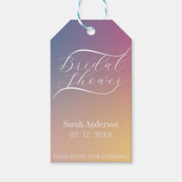 パープル グラデーション おしゃれ モダン スクリプト ブライダル シャワー ギフトタグ