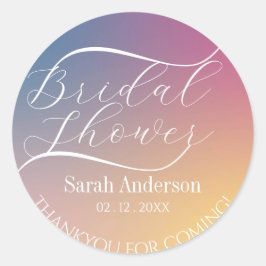 パープル グラデーション おしゃれ モダン スクリプト ブライダル シャワー ラウンドシール