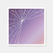 パープル グラデーション スパークリング ダイヤモンド スパイダー ウェブ スタンダードカクテルナプキン (正面)