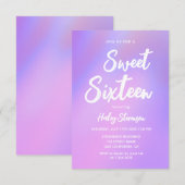 パープル グラデーション モダン おしゃれ スイート16 誕生日 招待状 (正面/裏面)