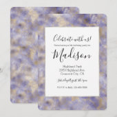 パープル グラム ゴールド アブストラクト 招待状 (正面/裏面)