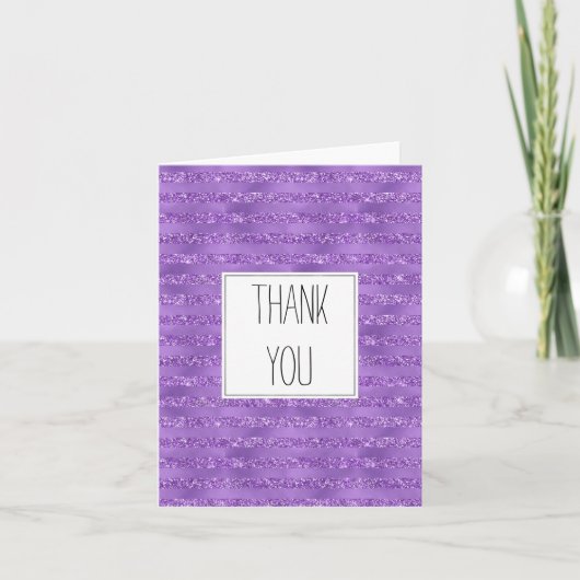 パープル グリッターストライプ ありがとう サンキューカード (正面)