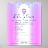 パープル グリッター ドリップス デザート スイート メニュー 価格表 ポスター (正面)