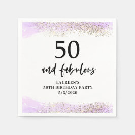 パープル グリッター パープル 50歳の誕生日パーティー スタンダードカクテルナプキン
