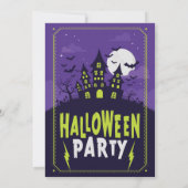 パープル＆グリーンのお化け屋敷ハロウィンパーティー 招待状 (裏面)