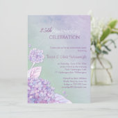 パープル + グリーンのアジサイ 25周年記念結婚式 招待状 (スタンド正面)