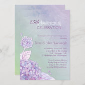 パープル + グリーンのアジサイ 25周年記念結婚式 招待状 (正面/裏面)