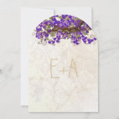 パープル＆グリーンの桜の花の茶葉の染み 招待状 (裏面)