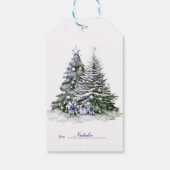 パープル&グリーンクリスマスツリーズギフトラベル ギフトタグ (裏面)