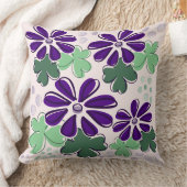 パープル&グリーンクローバー&フラワードードル クッション (ブランケット)