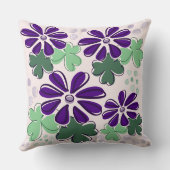 パープル&グリーンクローバー&フラワードードル クッション (裏面)
