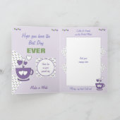 パープル&グリーンコーヒー&フレンズ誕生日 カード (内部)