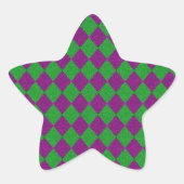 パープル&グリーンダイヤモンドグリッター 星シール (正面)