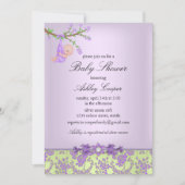パープル&グリーンバラガーデンベビーシャワー招待状 招待状 (正面)