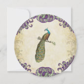 パープル&グリーンピーコック結婚式招待状 招待状 (裏面)