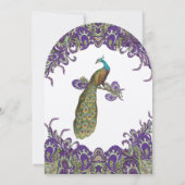パープル&グリーンピーコック結婚式招待状 招待状 (裏面)