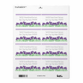 パープル&グリーンフローラグリーン差出人住所 ラベル (フルシート)