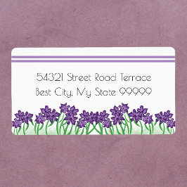 パープル&グリーンフローラグリーン差出人住所 ラベル