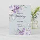 パープル&グリーンフローラモダン結婚式招待状 招待状 (スタンド正面)