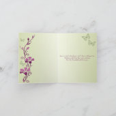 パープル、グリーン バタフライ フラワーの感謝カード サンキューカード (内部)