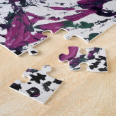 パープル、グリーン、ピンクの大理石アート ジグソーパズル (側面)