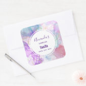 パープル、グリーン、ピンクの流れる色キャンドルビジネス スクエアシール (封筒)