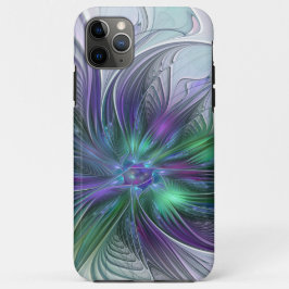 パープル グリーン フラワー モダン アブストラクト アート フラクタル iPhone 11 PRO MAXケース