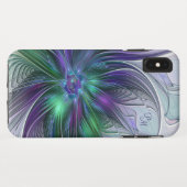 パープル グリーン フラワー 抽象芸術 フラクタルイニシャル Case-Mate iPhoneケース (裏面(横))