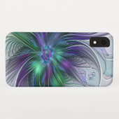 パープル グリーン フラワー 抽象芸術 フラクタル モノグラム Case-Mate iPhoneケース (裏面(横))