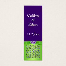 パープル、グリーン フローラルとハートの組み合わせたギフトタグ 2