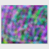 パープル、グリーン、ブルーの流体アートバブル誕生日 ラッピングペーパー (フラット)