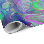 パープル、グリーン、ブルーの流体アートマーブル誕生日 ラッピングペーパー (ロールコーナー)