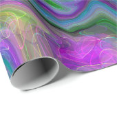 パープル、グリーン、ブルーの流体アート抽象芸術誕生日 ラッピングペーパー (ロールコーナー)