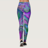 パープル、グリーン、ブルーの流体アート抽象芸術 レギンス (裏面)
