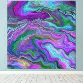 パープル、グリーン、ブルーの流体アート キャンバスプリント (インサイチュ (ウッドフロア))