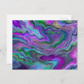 パープル、グリーン、ブルーの流体アート ポストカード (正面/裏面)