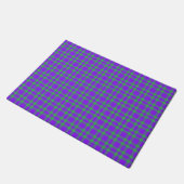 パープル グリーン プラッド模様 ドアマット (アングル)