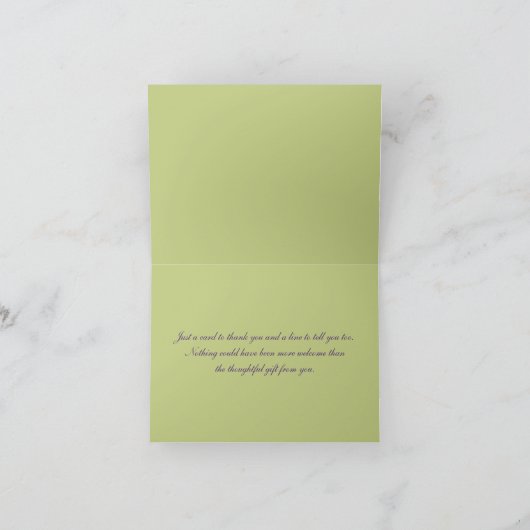 パープル、グリーン、ホワイトのダマスク柄 サンクスノートカード サンキューカード (内部)
