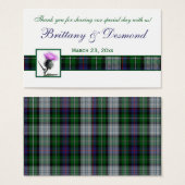 パープル、グリーン、ホワイトタータンチェックとアザミメッセージカード (正面&裏面)