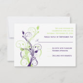 パープル グリーン ホワイト フラワー RSVP カード (裏面)