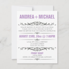 パープル＆グレイの結婚式の招待状（レセプションのみ） 招待状