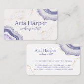 パープル&グレイエレガントゲード金ゴールドグリッターアゲート 名刺 (正面/裏面)